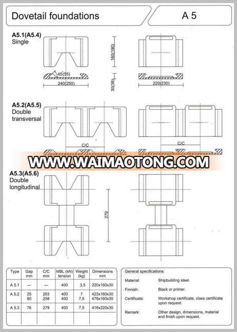 55 Degree Dovetail Transversal Type Dovetail Container Securing Twistlock